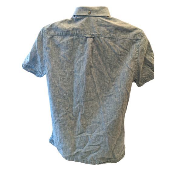 Ben Sherman Shirt Mens Medium Short Sleeve Blue Ocean Depth Button Up Summer - Picture 8 of 11